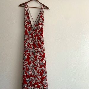 Lulus Deep Red and White Floral Maxi Dress